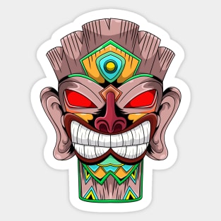 Tiki Mask Long Neck Sticker